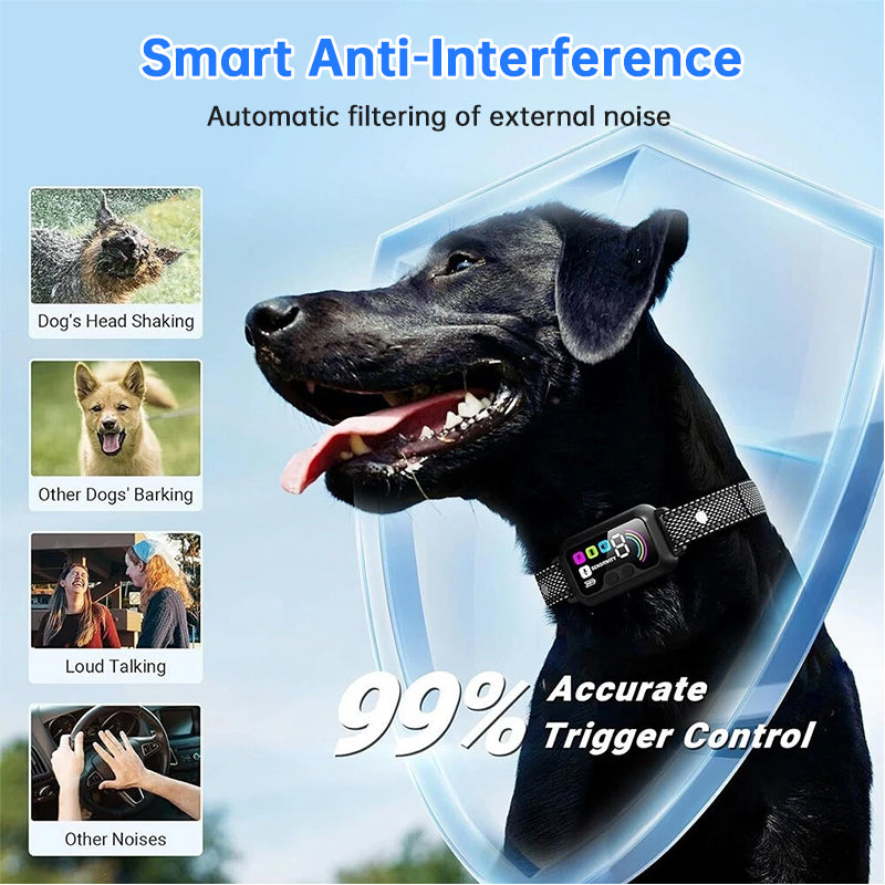 Smart Dog Bark Control Collar w/ Color Screen, Multi Stop Modes, 8-Level Sensitivity, IP67 Waterproof