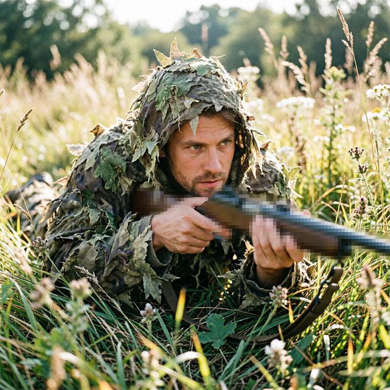 Tactical Ghillie Suit with Hat, Breathable 3D Leafy Sniper Cloak Coat for Hunting, Airsoft, Paintball, CS & Outdoor Wargame