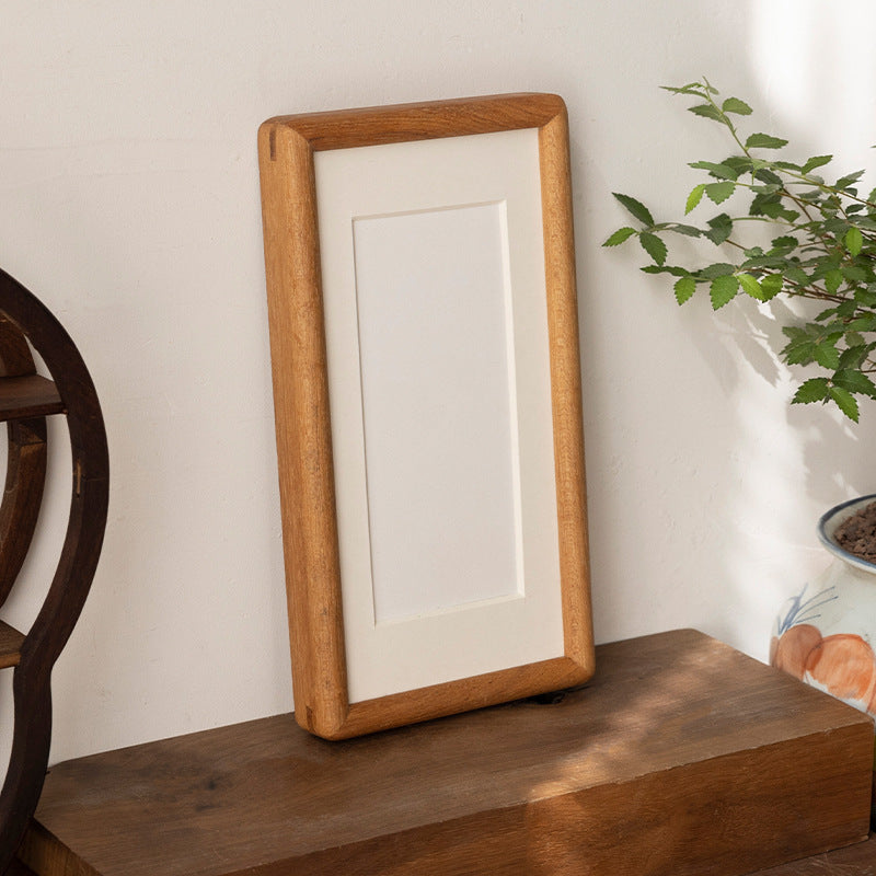 Solid Wood Desk Photo Frame - Black Walnut & Teak Finish, Rectangular Tabletop Picture Frame for Home Office Decor