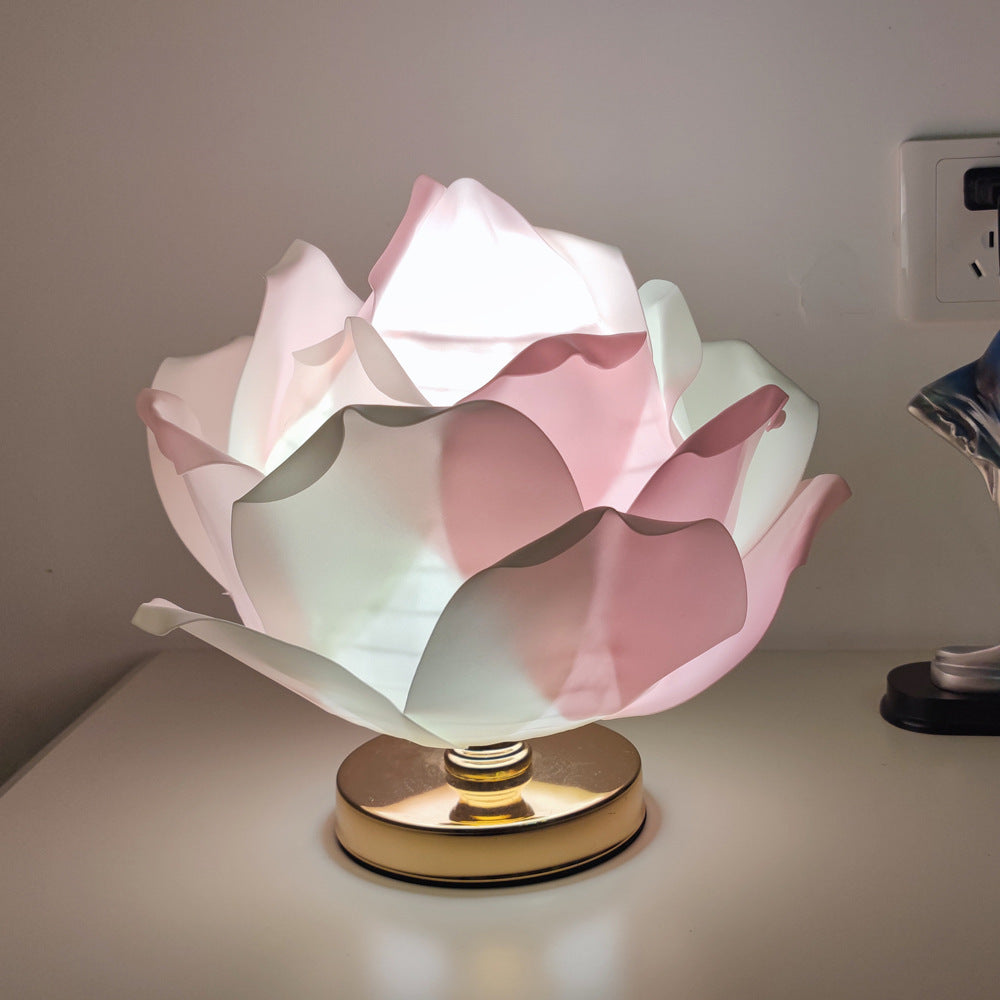 Creative Large Rose Flower Lamp Lotus Lamp for Girl's Bedroom, Romantic Atmosphere Wedding Decoration Bedside Table Lamp