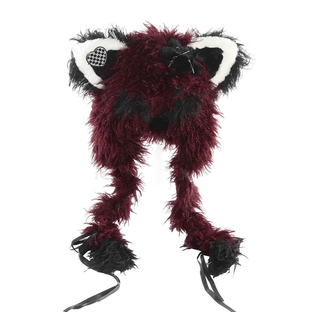 Original Fluffy Cat Ear Hat Lolita Spiky Star Braided Hair Hat Autumn Winter Warmth Subculture Y2K Headwear