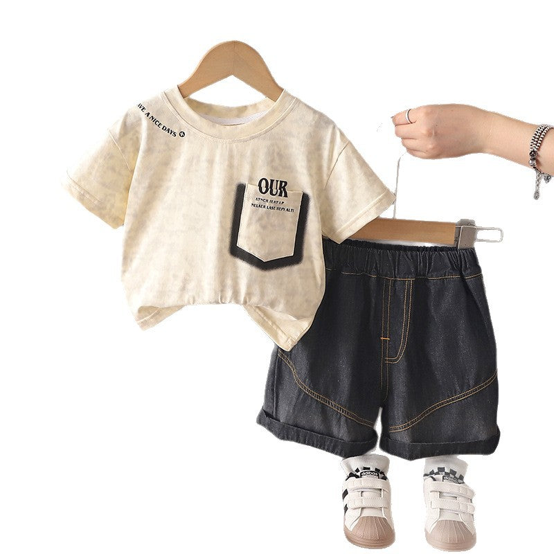 Summer baby children's clothing short sleeved two-piece set