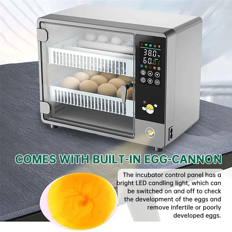 24 Egg Incubator Automatic Turner, Digital Hatchery Machine for Chicken Duck Quail, Touch Control Poultry Equipment