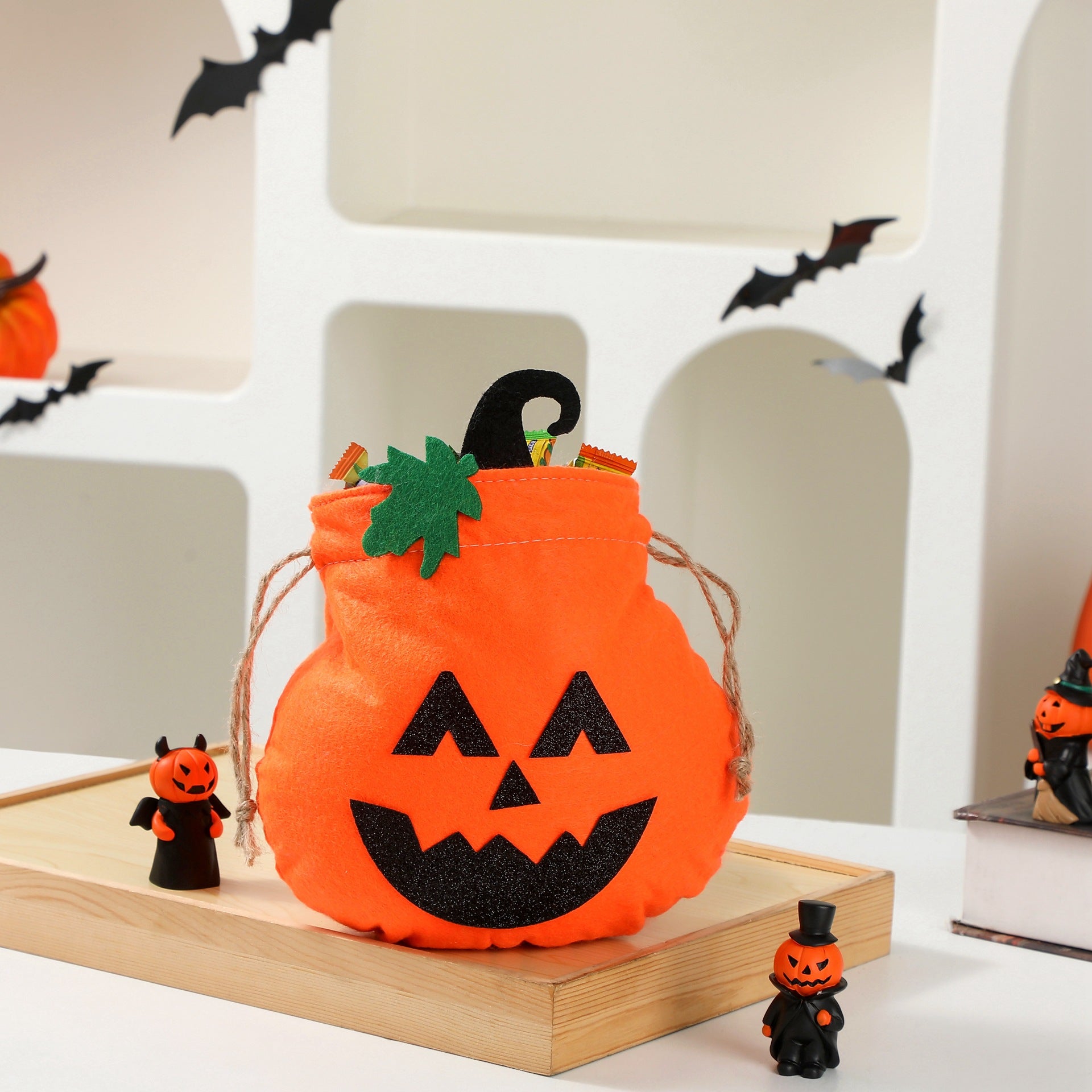 Halloween Decorative Pumpkin Face Tote Bag for Kids Candy Gift Bag Pumpkin Bag