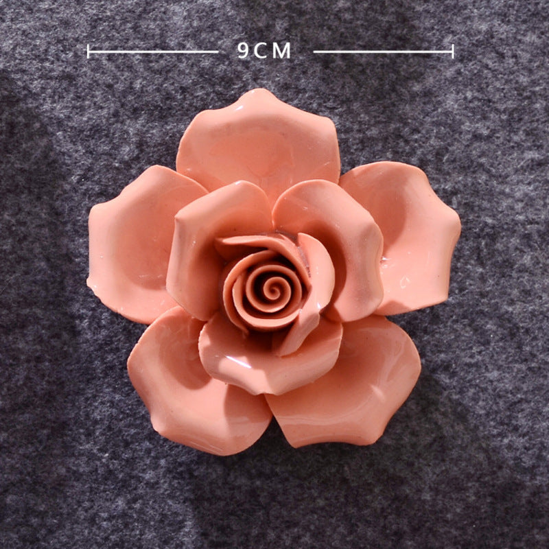 Ceramic 3D Wall Flowers - Hand-Painted Peony, Rose & Camellia Wall Decor for Wedding & Gift