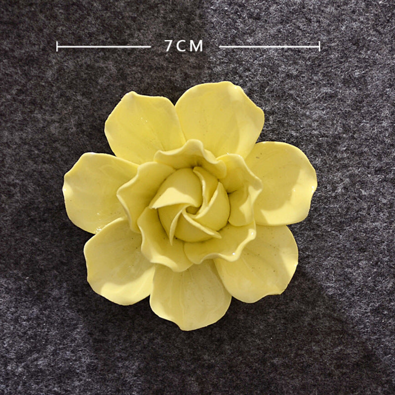 Ceramic 3D Wall Flowers - Hand-Painted Peony, Rose & Camellia Wall Decor for Wedding & Gift