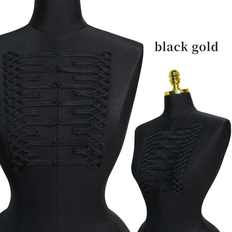 Gold Thread Chinese Knot Button, Trapezoid Frog Closure for Dancewear & Oriental Dress