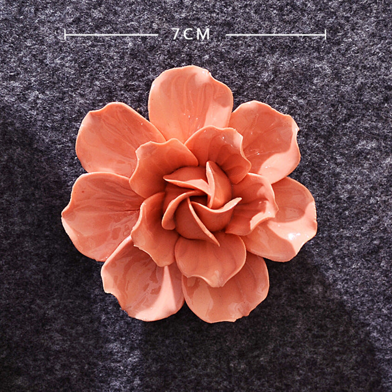 Ceramic 3D Wall Flowers - Hand-Painted Peony, Rose & Camellia Wall Decor for Wedding & Gift