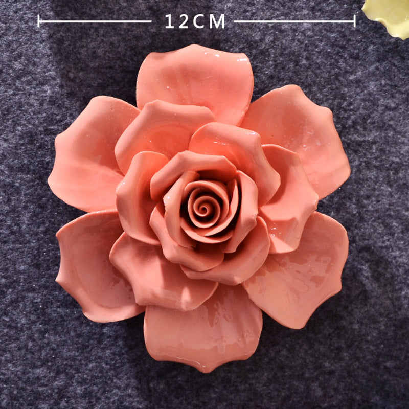 Ceramic 3D Wall Flowers - Hand-Painted Peony, Rose & Camellia Wall Decor for Wedding & Gift