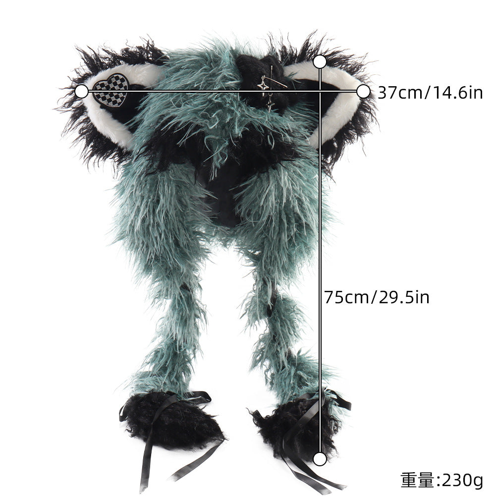 Original Fluffy Cat Ear Hat Lolita Spiky Star Braided Hair Hat Autumn Winter Warmth Subculture Y2K Headwear