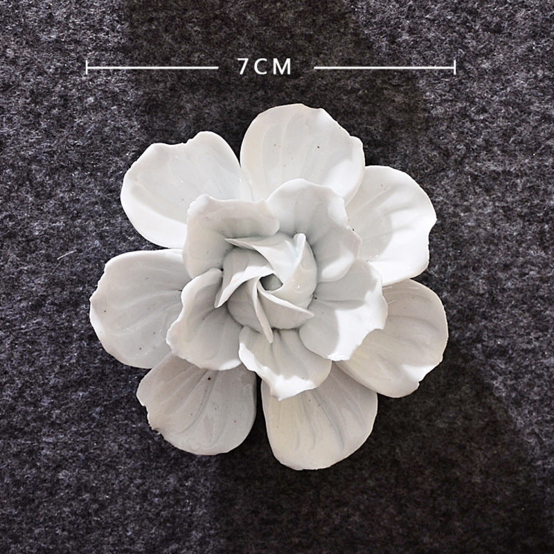 Ceramic 3D Wall Flowers - Hand-Painted Peony, Rose & Camellia Wall Decor for Wedding & Gift