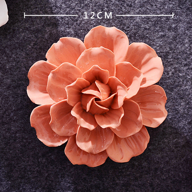 Ceramic 3D Wall Flowers - Hand-Painted Peony, Rose & Camellia Wall Decor for Wedding & Gift