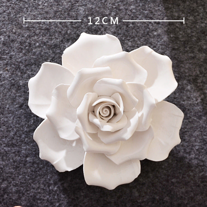 Ceramic 3D Wall Flowers - Hand-Painted Peony, Rose & Camellia Wall Decor for Wedding & Gift
