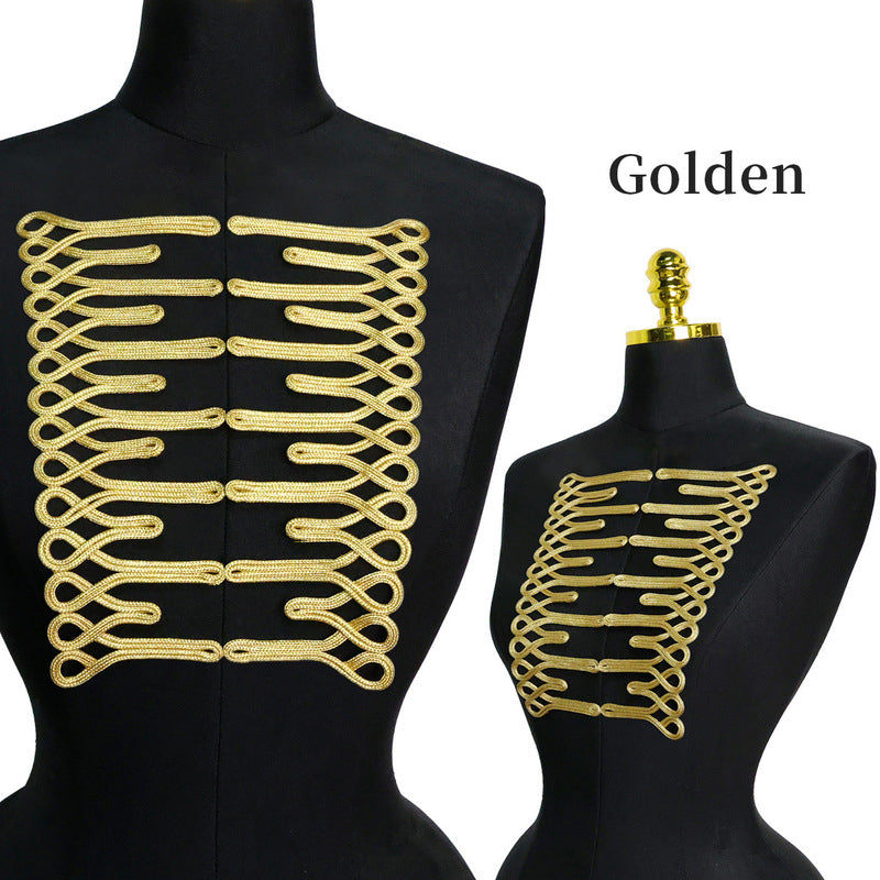 Gold Thread Chinese Knot Button, Trapezoid Frog Closure for Dancewear & Oriental Dress
