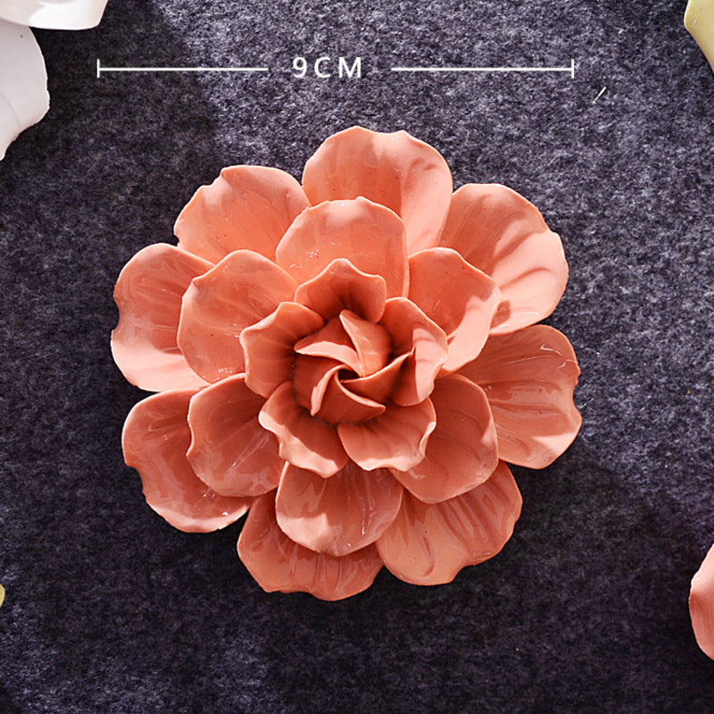 Ceramic 3D Wall Flowers - Hand-Painted Peony, Rose & Camellia Wall Decor for Wedding & Gift