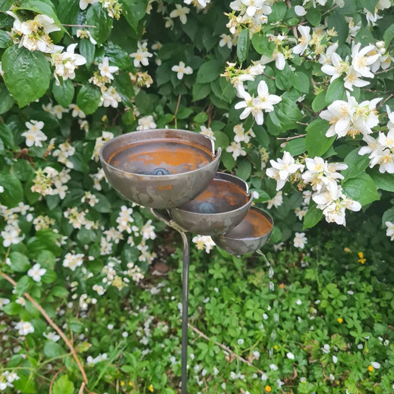 Vintage Iron Bird Bath - Rustic Garden Stake Water Bowl & Outdoor Decor