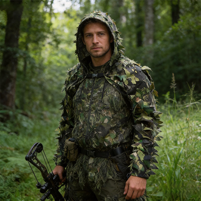 Tactical Ghillie Suit with Hat, Breathable 3D Leafy Sniper Cloak Coat for Hunting, Airsoft, Paintball, CS & Outdoor Wargame