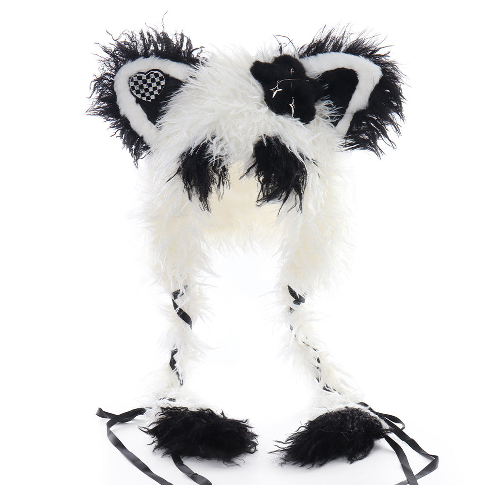 Original Fluffy Cat Ear Hat Lolita Spiky Star Braided Hair Hat Autumn Winter Warmth Subculture Y2K Headwear