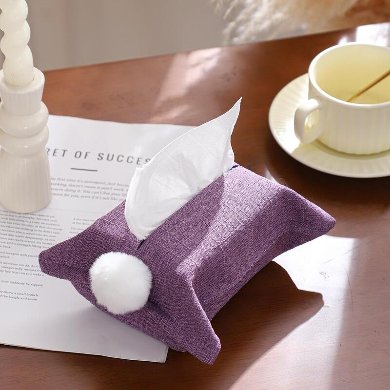 Chenille Tissue Cover & Napkin Organizer - Soft Plush Cloth Dispenser for Kitchen, Bathroom, Car