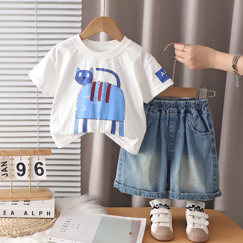 Casual clothing round neck short sleeved two-piece set