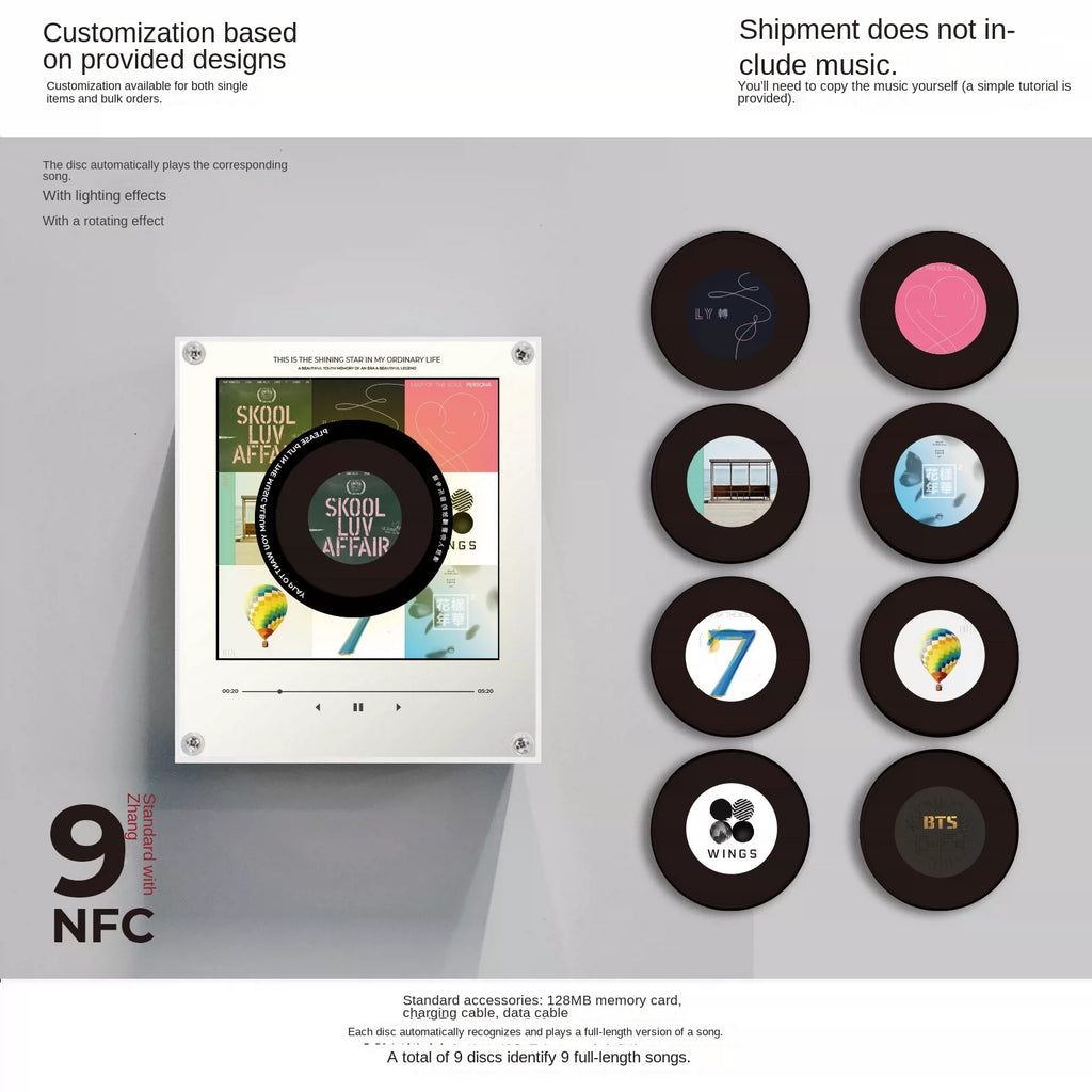 Rotating Music Disc Night Light Magnetic Fridge Magnet NFC Sensing Singing Acrylic Cross-border Factory Direct Sales