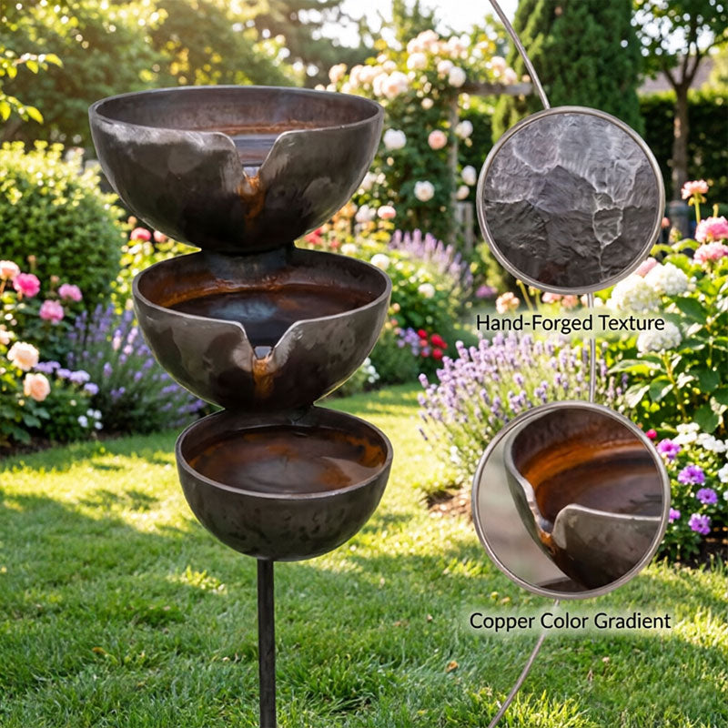 Vintage Iron Bird Bath - Rustic Garden Stake Water Bowl & Outdoor Decor