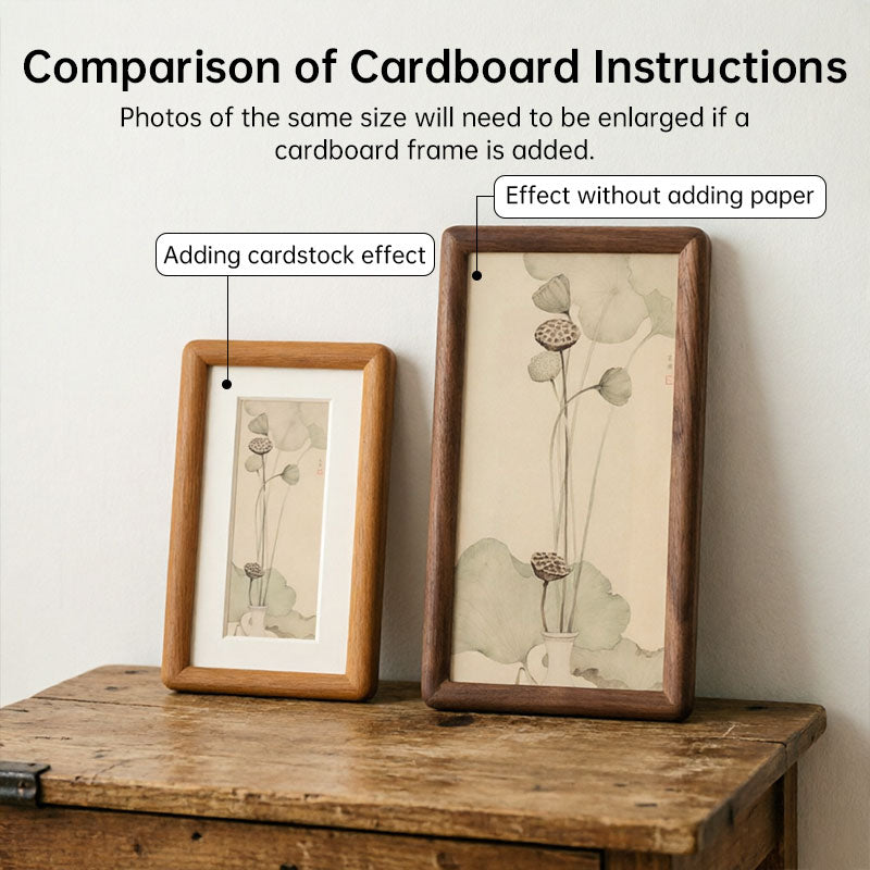 Solid Wood Desk Photo Frame - Black Walnut & Teak Finish, Rectangular Tabletop Picture Frame for Home Office Decor