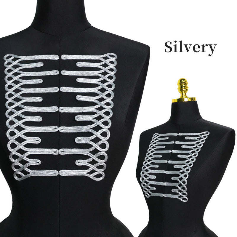Gold Thread Chinese Knot Button, Trapezoid Frog Closure for Dancewear & Oriental Dress