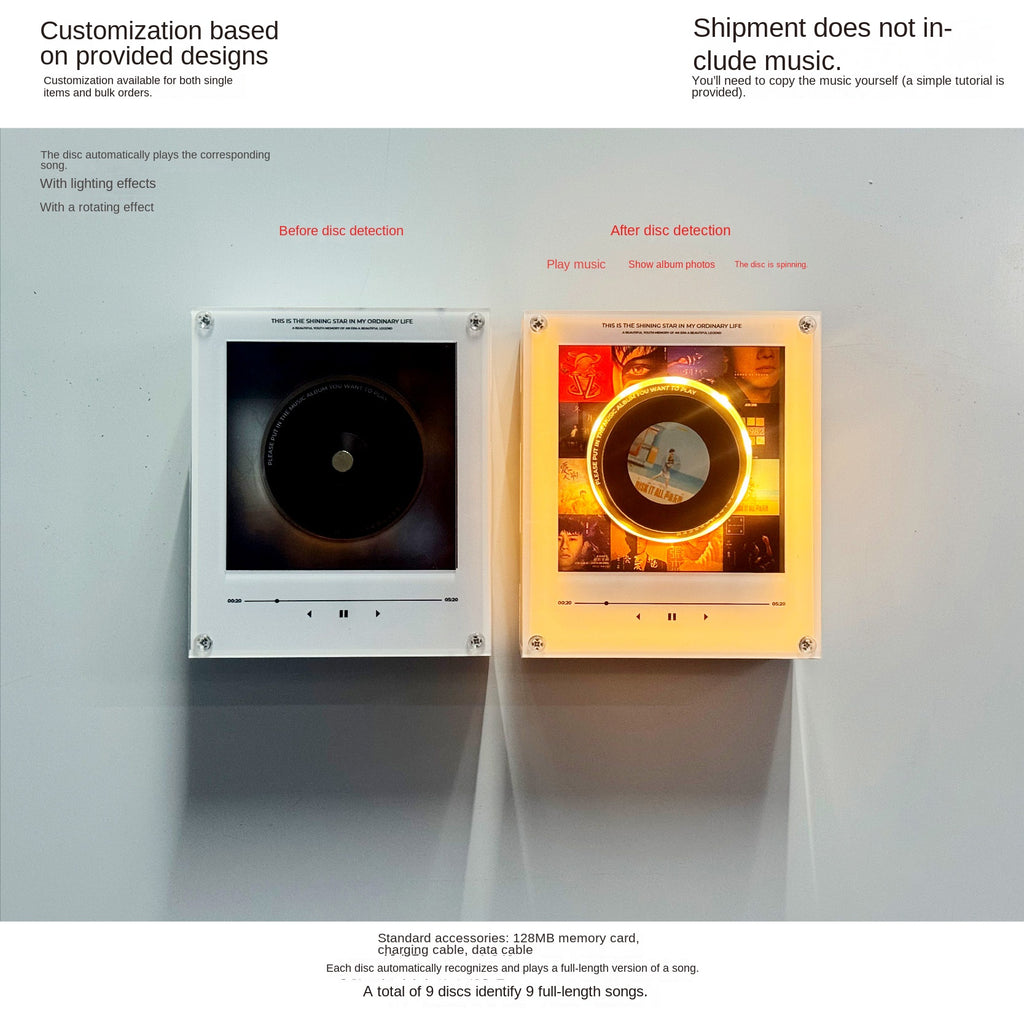 Rotating Music Disc Night Light Magnetic Fridge Magnet NFC Sensing Singing Acrylic Cross-border Factory Direct Sales