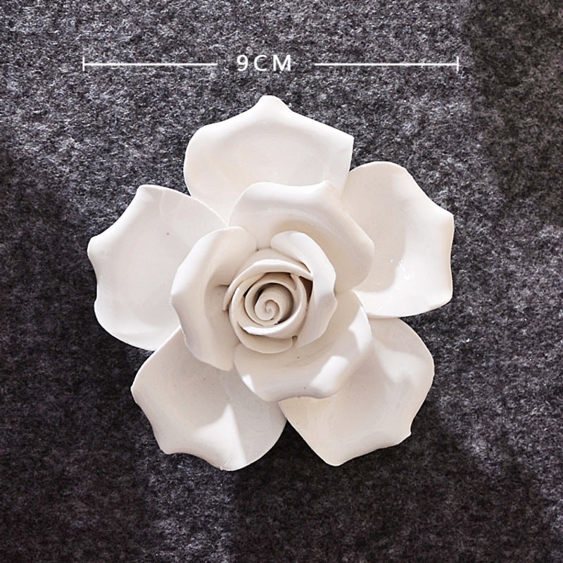 Ceramic 3D Wall Flowers - Hand-Painted Peony, Rose & Camellia Wall Decor for Wedding & Gift
