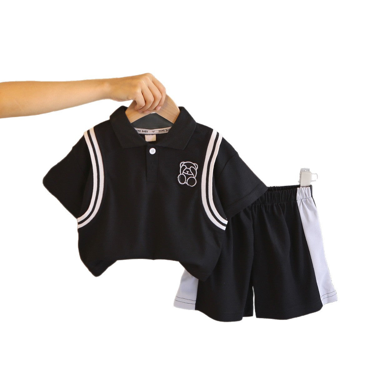 Polo shirt short sleeved two-piece set for baby and children's clothing